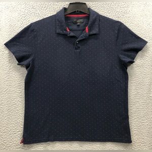Banana Republic Dress Polo Shirt Men Size Large Blue Red Polka Dot